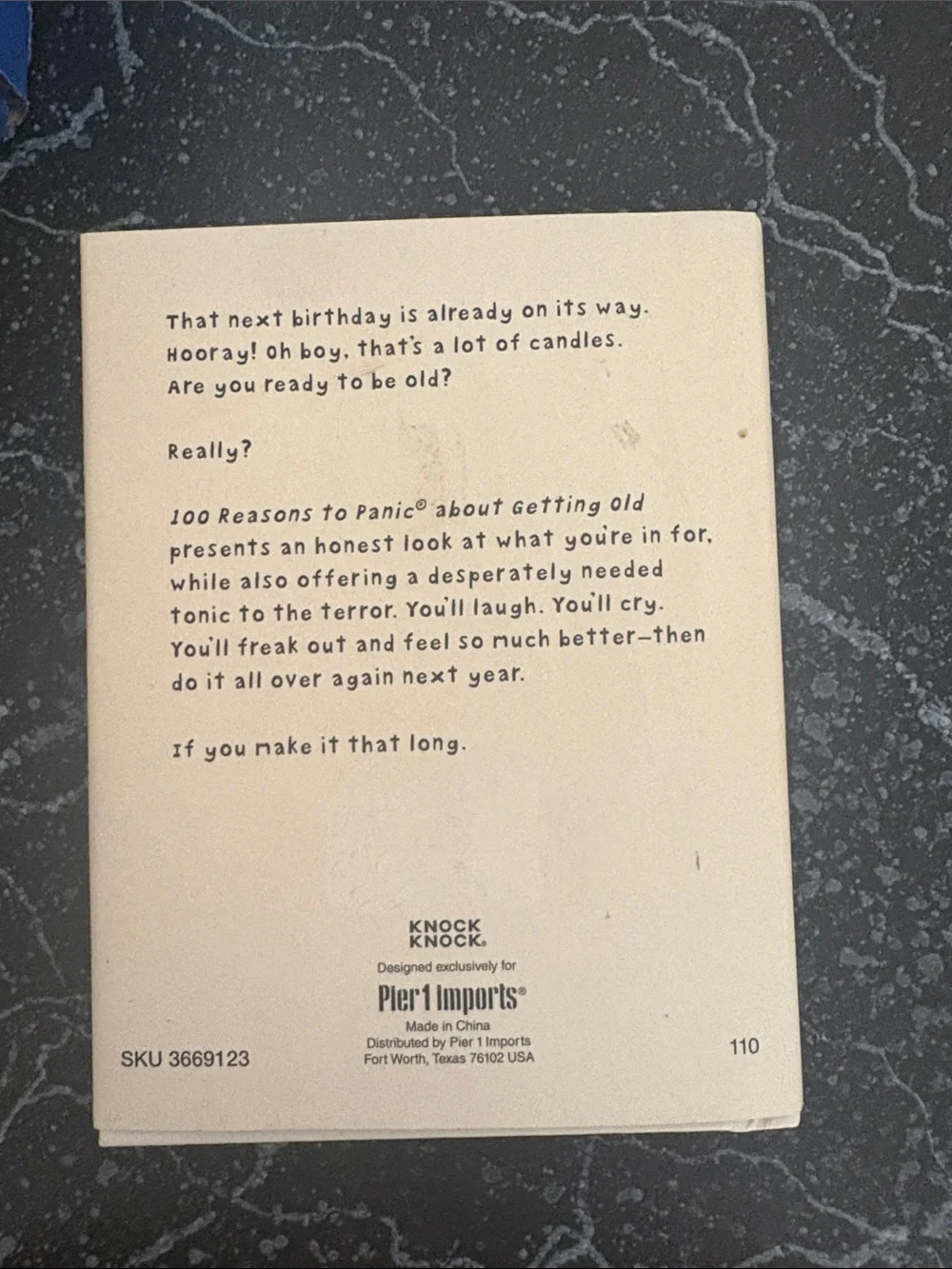 100 Reasons to Panic About Getting Old BOOK- Cream & Orange